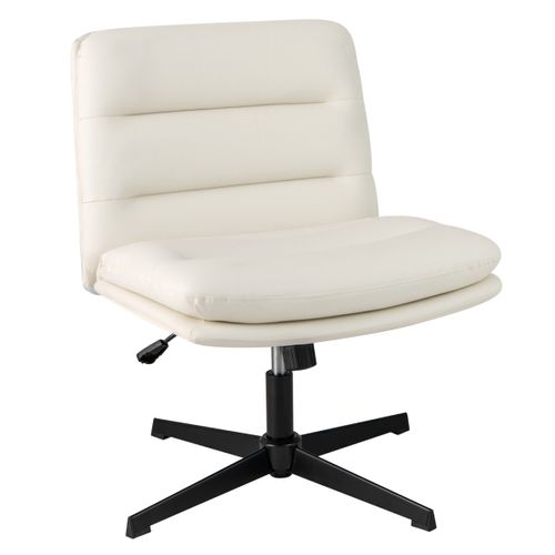 Fauteuil De Bureau Chaise De Bureau Sans Accoudoirs Hauteur Réglable Pivotante Blanc