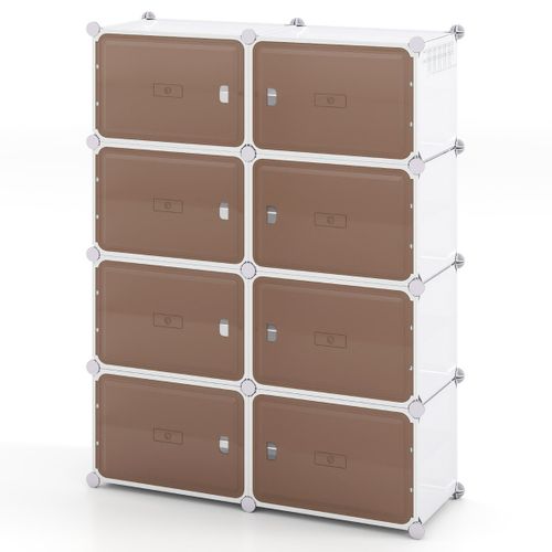 Meuble à Chaussure Pour 32 Paires 8 Boites Rangement Chaussures Empilable Étagères Amovibles