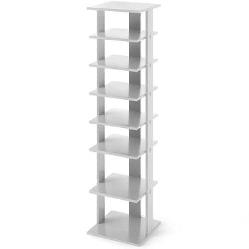 Meuble à Chaussures 7 Niveaux En Forme De Tour Peu Encombrante Rangement D'angle 27x26x110cm Gris