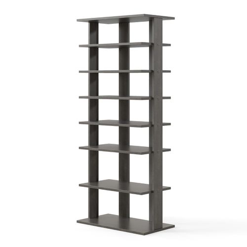 Meuble à Chaussures à 7 Niveaux Avec Étagère Amovible Porte-chaussures 47 X 25,5 X 110 Cm Gris