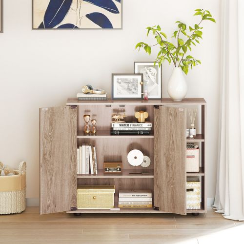 Meuble à Chaussures Avec Portes Range-chaussures à 3 Niveaux Avec Étagères Ouvertes Réglables