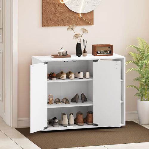 Meuble à Chaussures Range-chaussures à 3 Niveaux Avec Étagères Réglables 80 X 31 X 64,5cm Blanc