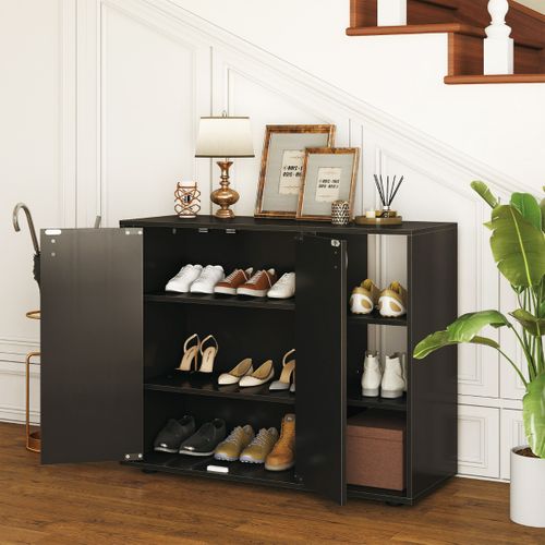 Meuble à Chaussures Range-chaussures à 3 Niveaux Avec Étagères Réglables 80 X 31 X 64,5cm Noir