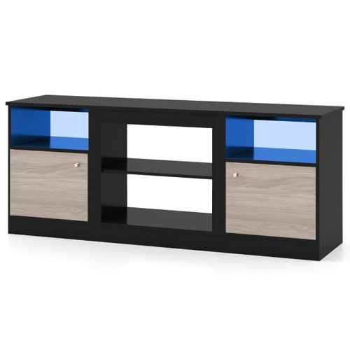 Meuble TV LED Banc TV Meuble De Rangement Avec Étagère Réglable 147 X 40 X 60 Cm Noir