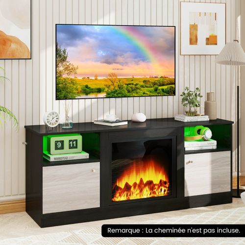Meuble TV LED Banc TV Meuble De Rangement Avec Étagère Réglable 147 X 40 X 60 Cm Noir