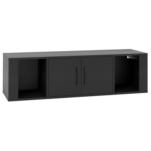 Meuble TV Murale à 2 Portes Meuble De Rangement Suspendue 108 X 33 X 30,5 Cm Noir