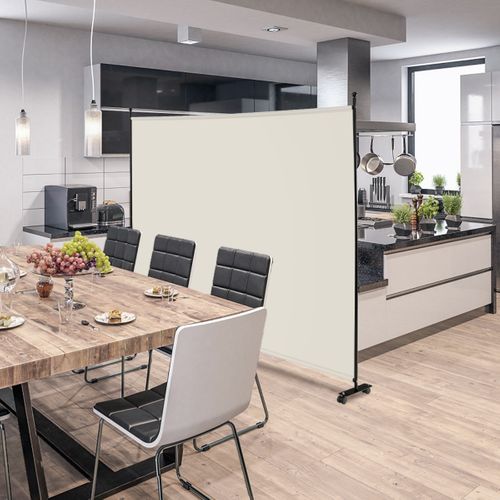 Paravent De Confidentialité à Roulettes Brise Vue Pour Intérieur Extérieur 184 X 184 Cm Blanc