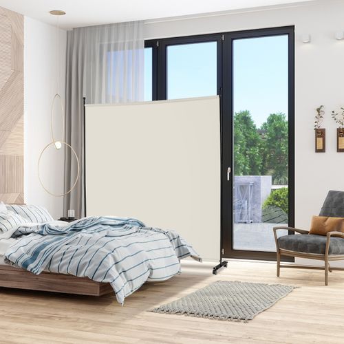 Paravent De Confidentialité à Roulettes Brise Vue Pour Intérieur Extérieur 184 X 184 Cm Blanc