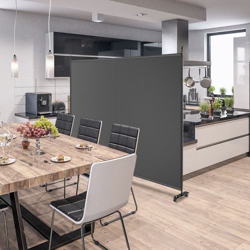 Paravent De Confidentialité à Roulettes Brise Vue Pour Intérieur Extérieur 184 X 184 Cm Gris