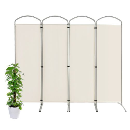 Paravent De Confidentialité Pliant à 4 Panneaux Cloison De Séparation De 188 Cm Tissu Blanc