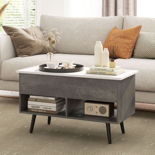 Table Basse Relevable Avec 2 Compartiments Table De Salon à Pieds Bois De Pin 80x40x44,5cm