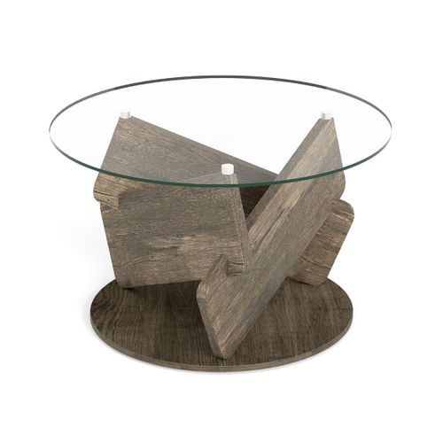 Table Basse Ronde En Verre Table Centrale Moderne De 81 Cm Avec Plateau En Verre Trempé Transparent