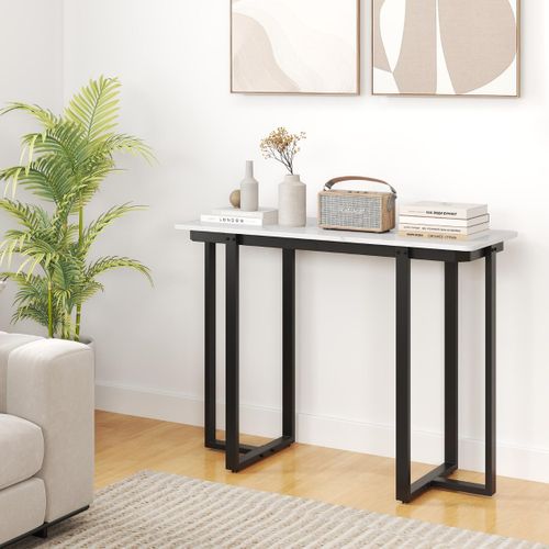 Table Console D'entrée Moderne En Marbre Structure Géométrique Métal 107 X 40 X 79,5 Cm Noir