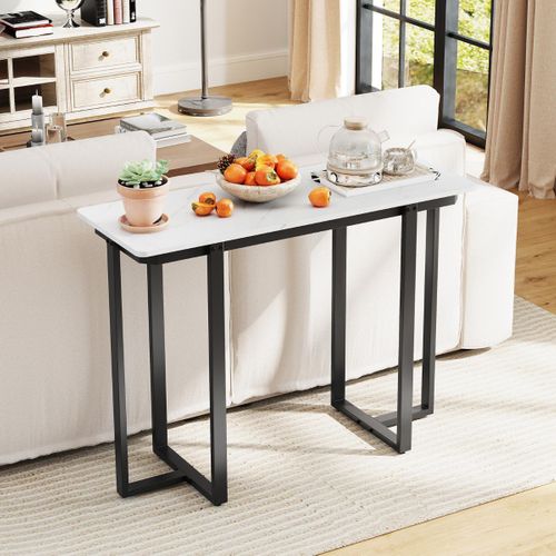 Table Console D'entrée Moderne En Marbre Structure Géométrique Métal 107 X 40 X 79,5 Cm Noir
