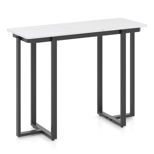 Table Console D'entrée Moderne En Marbre Structure Géométrique Métal 107 X 40 X 79,5 Cm Noir