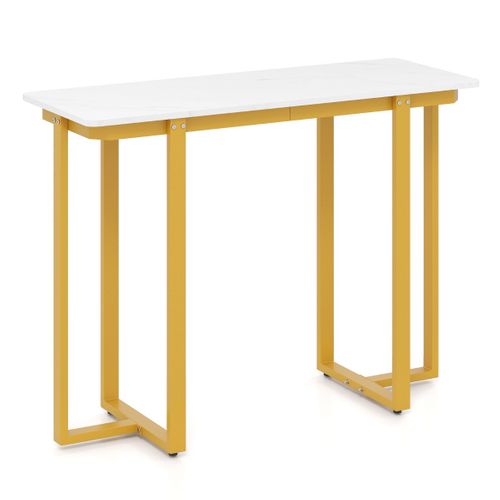 Table Console D'entrée Moderne En Marbre Structure Géométrique Métal 107 X 40 X 79,5 Cm Doré