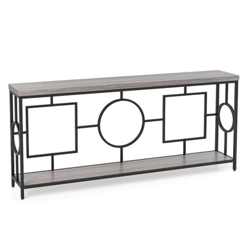 Table Console Rectangulaire à 2 Niveaux Table D'entrée Cadre En Métal 180 X 30 X 80 Cm Brun+noir