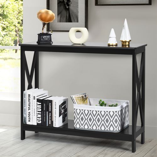 Table Console Table De Canapé Style Industriel 100 X 30 X 80 Cm Noir En Mdf De Haute Qualité
