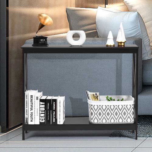 Table Console Table De Canapé Style Industriel 100 X 30 X 80 Cm Noir En Mdf De Haute Qualité