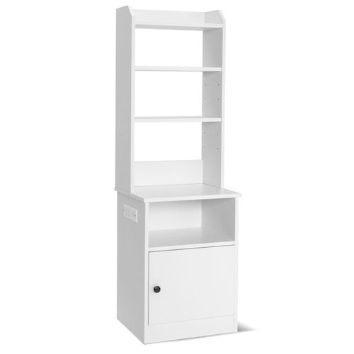 Buffet Meuble De Rangement Avec 5 Étagères Et 2 Prises et 2 Ports USB 45x35,5x140,5 Cm Blanc