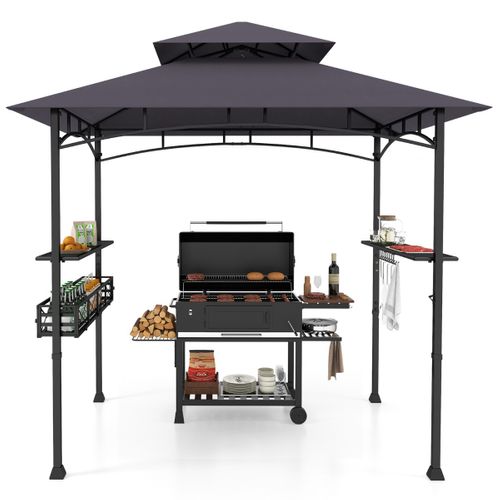 Tonnelle De Barbecue 242x153cm Avec 2 Etagères Latérales Abri Barbecue Cadre En Métal