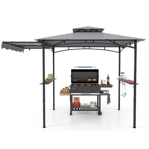 Tonnelle De Barbecue 318 X 153 Cm Avec Auvent Latéral Abri Barbecue Cadre En Métal