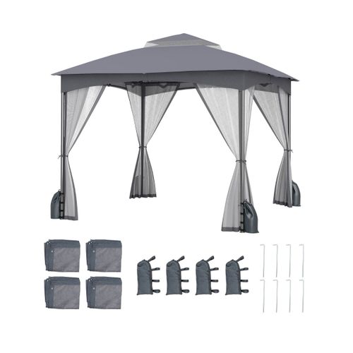 Tonnelle De Jardin 300x300 Cm Avec Parois En Filet Tente De Reception Avec Double Toit