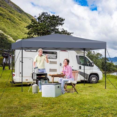 Tonnelle De Jardin 365 X 225cm Tente Pliable Portable Avec Sac De Transport 9 Piquets 4 Cordes