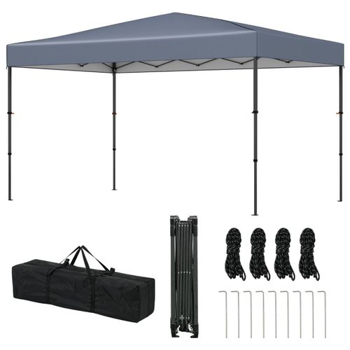 Tonnelle De Jardin 365 X 225cm Tente Pliable Portable Avec Sac De Transport 9 Piquets 4 Cordes