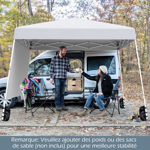 Tonnelle De Jardin 3x3m Tente Réception Pliant Avec Sac à Dos Portable Protection Solaire Blanc