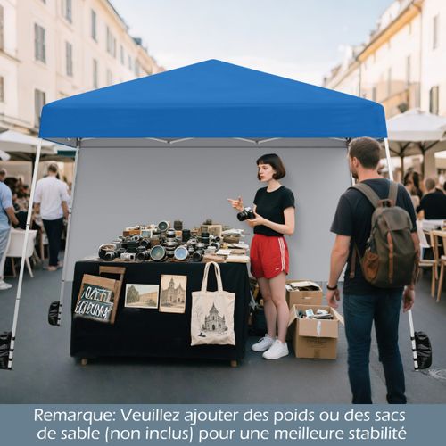 Tonnelle De Jardin 3x3m Tente Réception Pliant Avec Sac à Dos Portable Protection Solaire Bleu