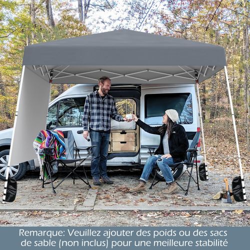 Tonnelle De Jardin 3x3m Tente Réception Pliant Avec Sac à Dos Portable Protection Solaire Gris