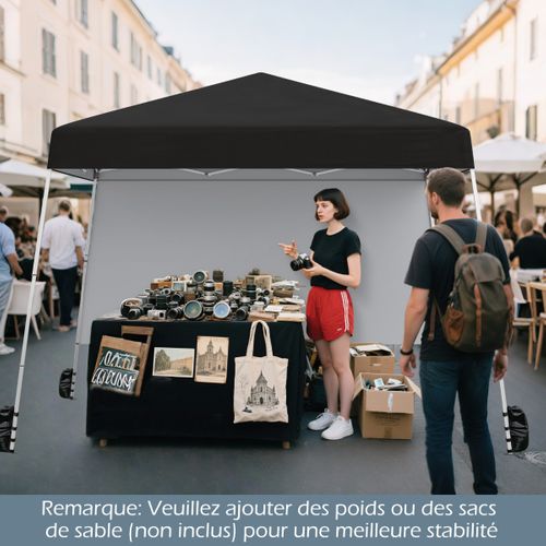 Tonnelle De Jardin 3x3m Tente Réception Pliant Avec Sac à Dos Portable Protection Solaire Noir