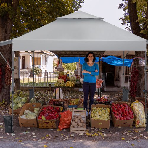 Tonnelle De Jardin Instantanée 3x3m Avec Double Auvents Imperméable Hauteurs Réglable Blanc