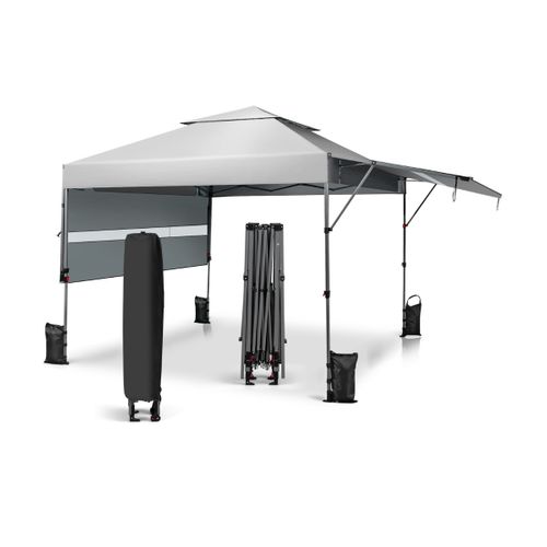 Tonnelle De Jardin Instantanée 3x3m Avec Double Auvents Imperméable Hauteurs Réglable Blanc