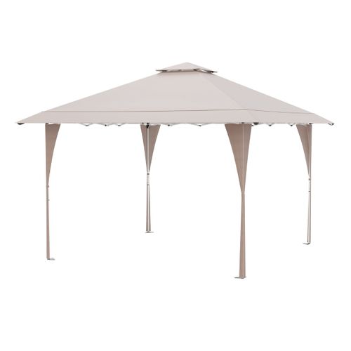 Tonnelle De Jardin Toit Aéré 3,95x3,95m Tente Réception Instantané Avec 8 Trous De Drainage Kaki