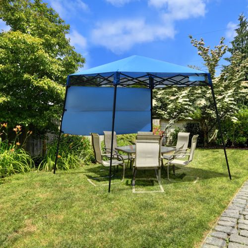 Tonnelle Pliante 182 X 182 Cm Protection Solaire Portable Et Léger Avec Sac à Dos Bleu