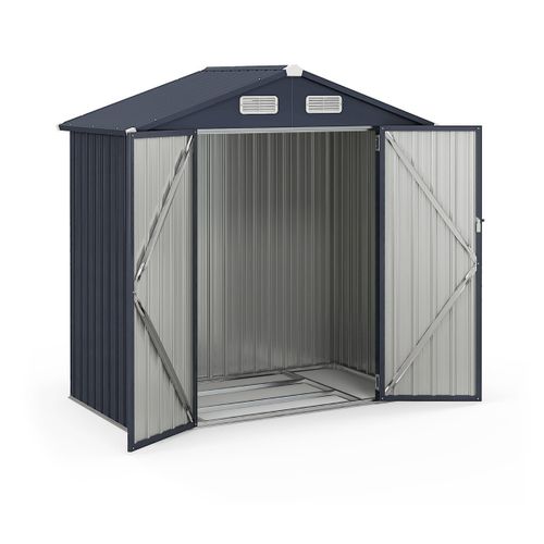 Abri De Rangement Métal Galvanisé Avec 4 Ventilations Résistant Au Vent 193x108cm Gris Foncé
