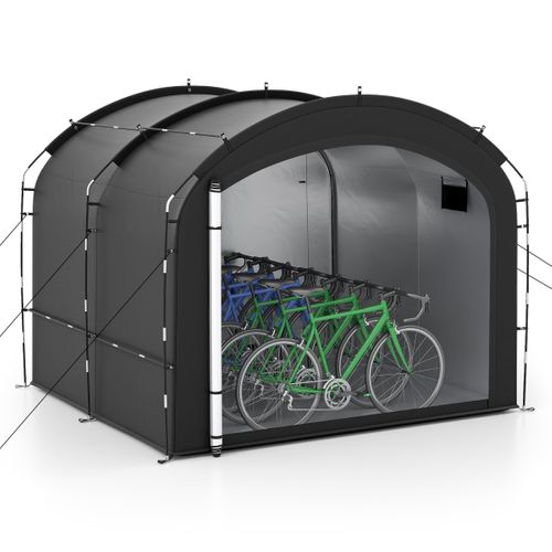 Abri De Rangement Pour Vélos Tissu Argenté Imperméable Portes Zippées Doubles Sac De Transport Noir