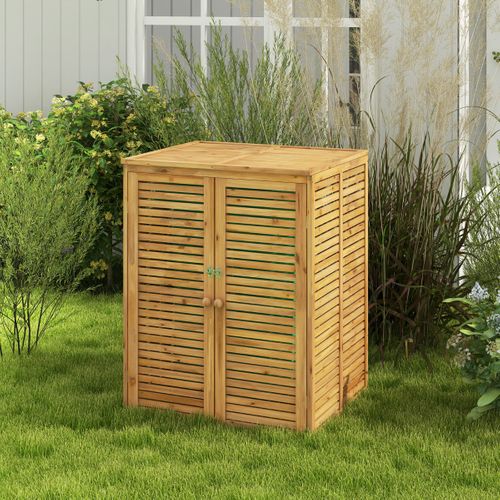Abri à Poubelle Bois 120l Abri Pour Outils D'extérieur Avec Doubles Portes Loquet Naturel