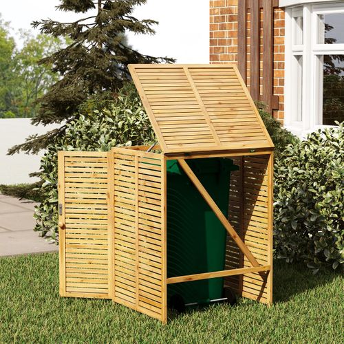 Abri à Poubelle Bois 120l Abri Pour Outils D'extérieur Avec Doubles Portes Loquet Naturel