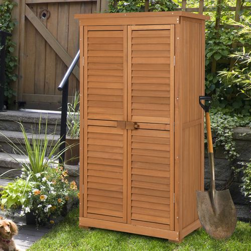 Abri De Jardin Bois Toit En Asphalte 2 Portes Avec Loquet Sapin Pré-huilé Imperméable Naturel