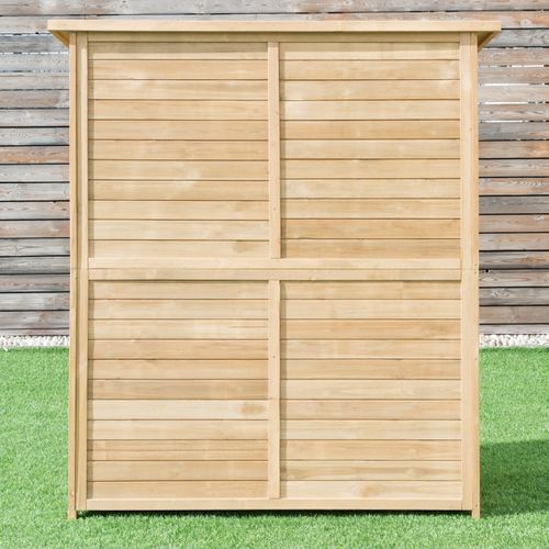 Abri De Jardin Bois Cabane De Jardin 2 Portes Avec Loquet Toit Incliné 140x50x162cm Naturel