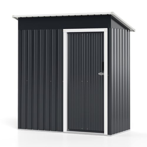 Abri De Jardin Métal 163x86cm Résistant Aux Intempéries Porte Coulissante Verrouillable Gris