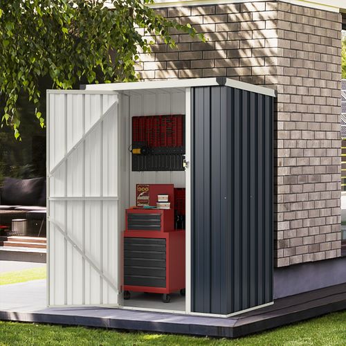 Abri De Jardin Extérieur Métal Acier Antirouille Avec Porte Verrouillable 117x89x162cm Gris
