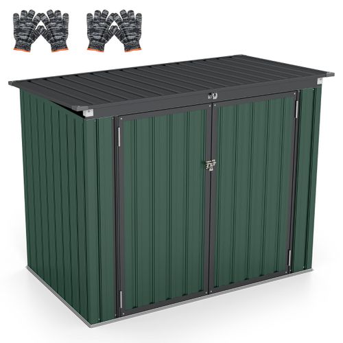 Abri De Stockage Pour Poubelles Abri De Jardin Verrouillable 2 Portes 172x95,5x130cm Métal Vert