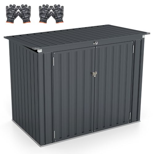 Abri De Stockage Pour Poubelles Abri De Jardin Verrouillable 2 Portes 172x95,5x130cm Métal Gris