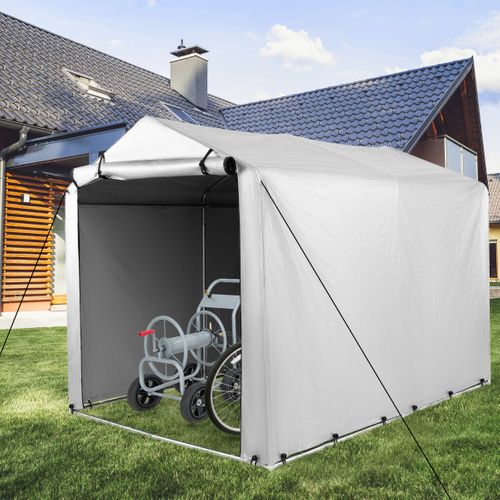 Abri De Vélos Abri De Garage Portable Avec Porte à Fermeture Éclair Enroulable Bache Motos Gris