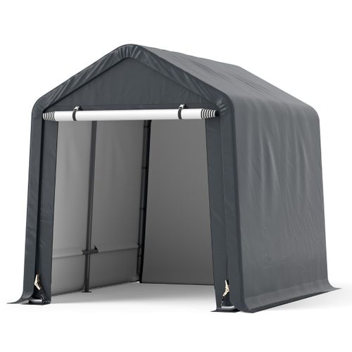 Abri De Vélos 240x195x214cm Abri De Garage Portable Pour Motos Housse Imperméable Avec Porte Gris
