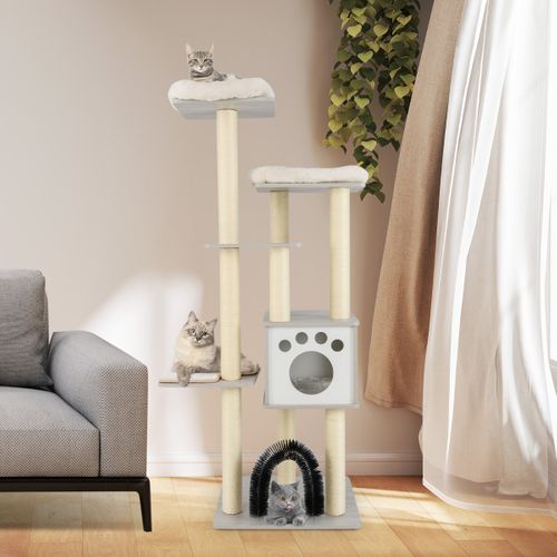 Arbre à Chat 175cm à 6 Niveaux Avec Niche Et Coussin Amovible Grande Tour De Jeu Pour Chat